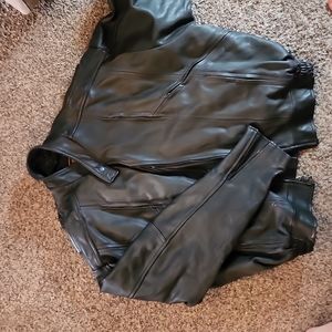 Custom airbrushed insulated lined leather motorcycle coat size 56